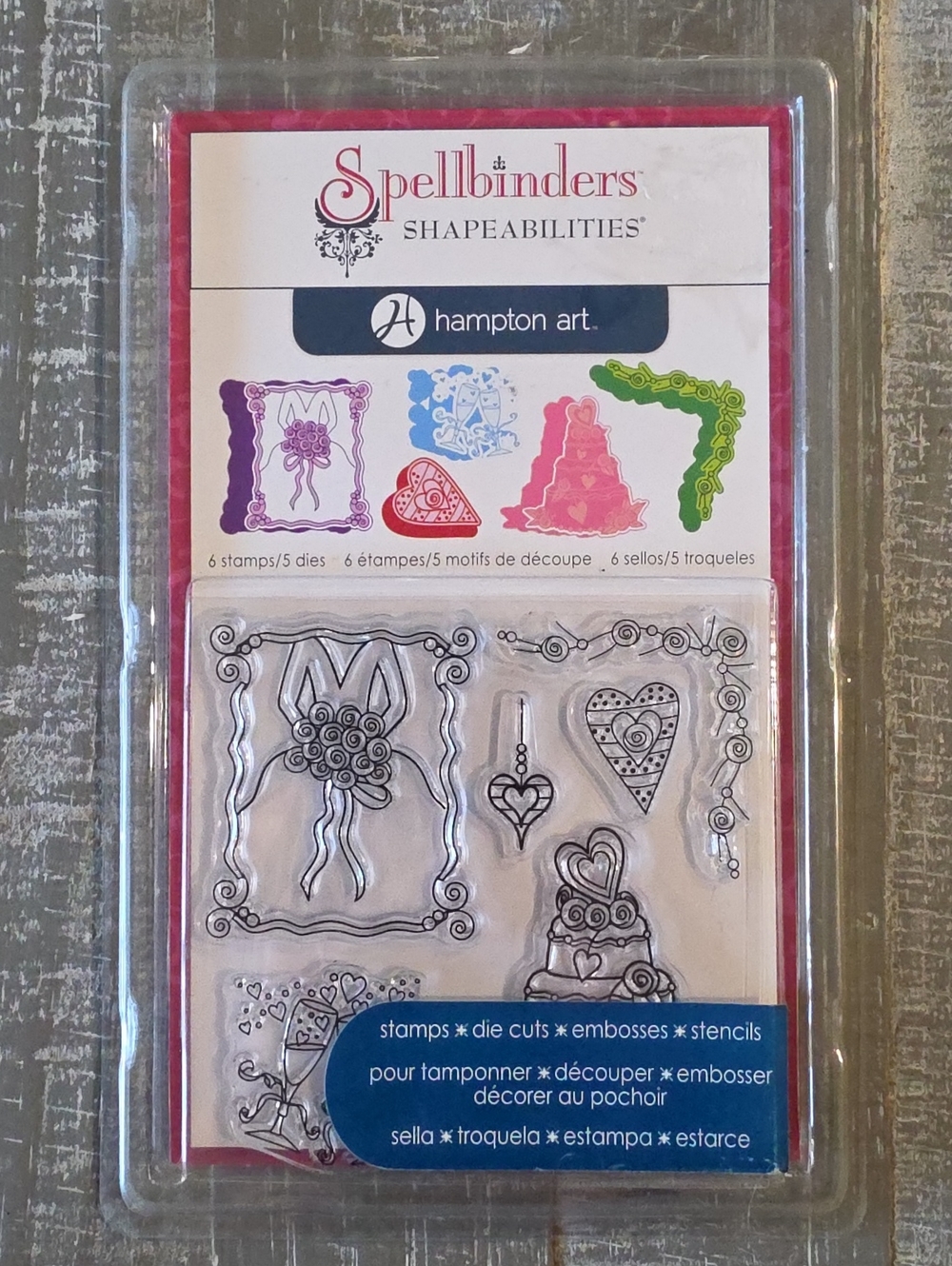 Spellbinders Shapeabilities Hampton Art Wedding Stamp and Die Set, Scrapbooking